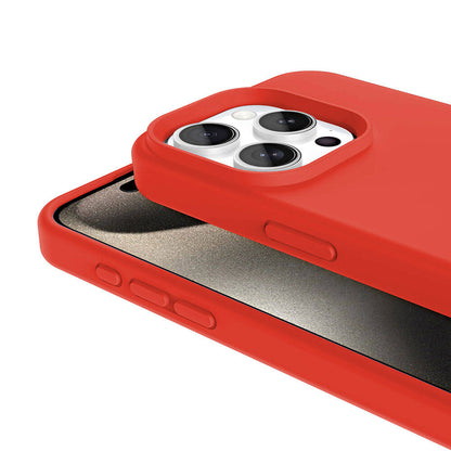 Apple iPhone 15 Pro Max Kılıf M-safe Şarj Özellikli Sıvı Teknolojili Silinebilir Sert Zore Kivi Kapak Kırmızı