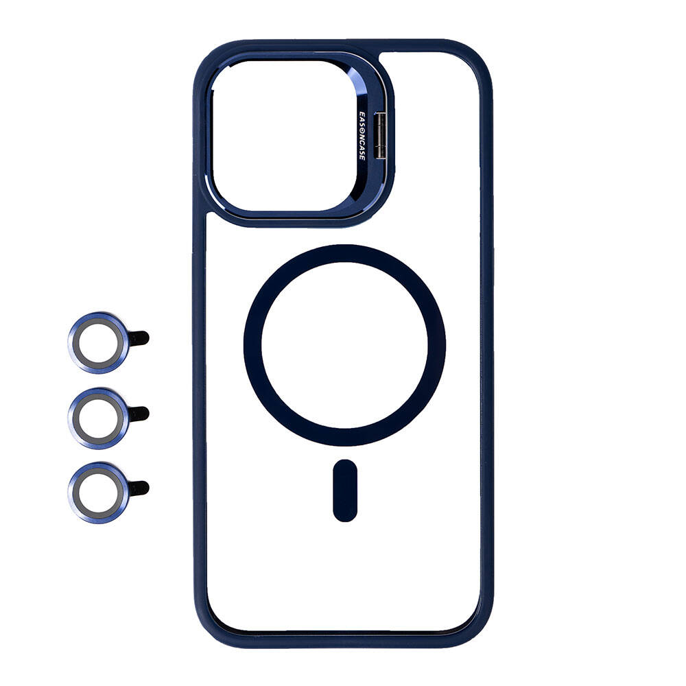 Apple iPhone 15 Pro Max Kılıf M-safe Şarj Özellikli Standlı Zore M-safe Klon Lensli Kapak Turuncu