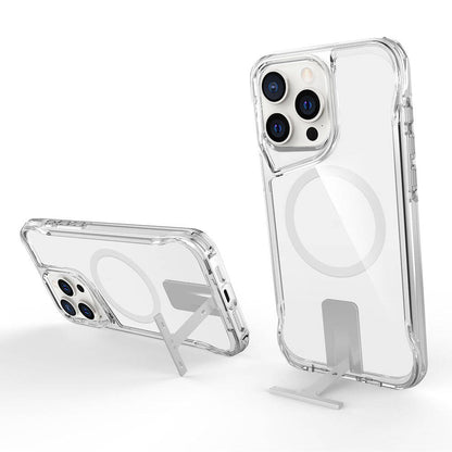 Apple iPhone 15 Pro Max Kılıf M-safe Şarj Özellikli Zore T-Max Standlı Kapak Renksiz