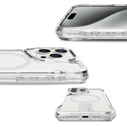 Apple iPhone 15 Pro Max Kılıf M-safe Şarj Özellikli Zore T-Max Standlı Kapak Renksiz