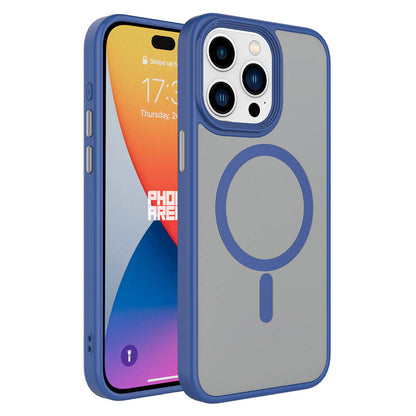 Apple iPhone 15 Pro Max Kılıf Mat Arka Yüzey Wireless Şarj Özellikli Zore Flet M-safe Kapak Derin Mor