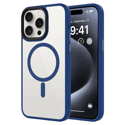 Apple iPhone 15 Pro Max Kılıf Mat Arka Yüzey Wireless Şarj Özellikli Zore Flet M-safe Kapak Midnight