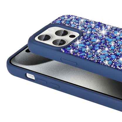 Apple iPhone 15 Pro Max Kılıf Parlak Taşlı Tasarım Zore Linea Diamond Kapak Lacivert
