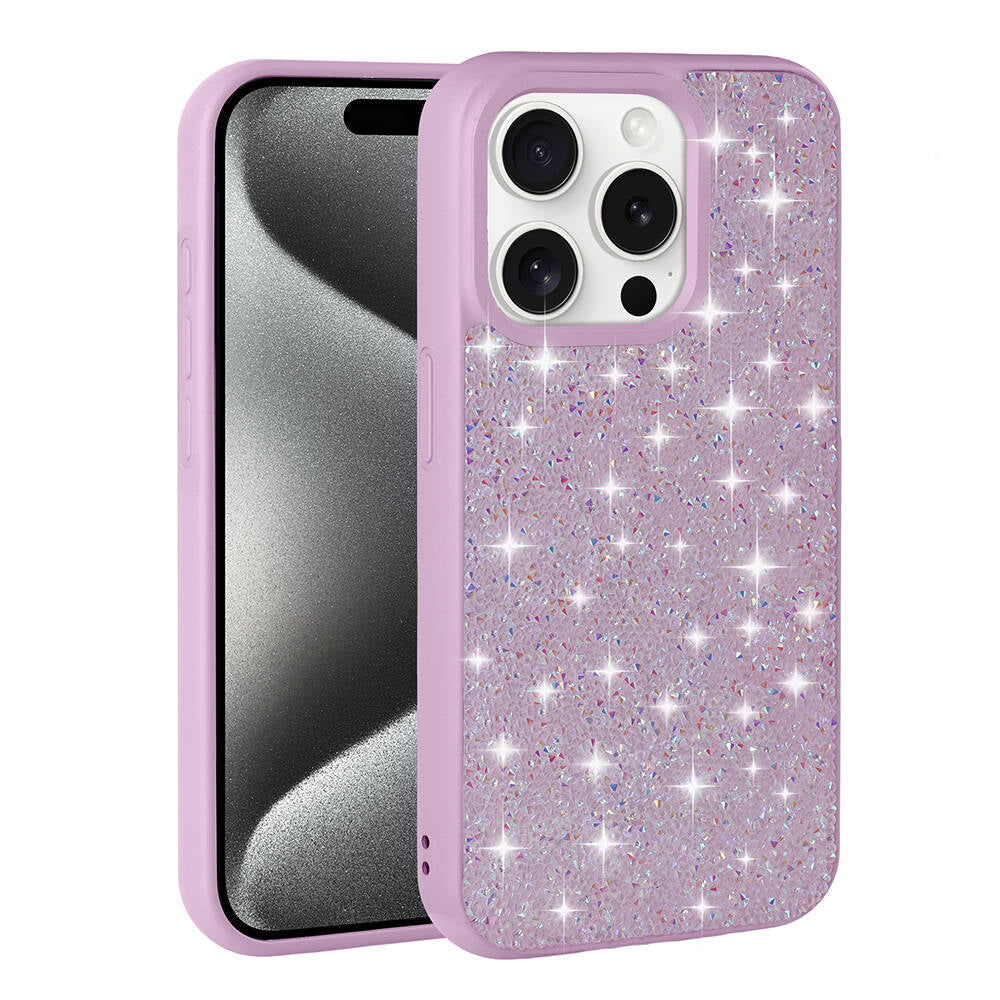 Apple iPhone 15 Pro Max Kılıf Parlak Taşlı Tasarım Zore Pırlanta Kapak Pembe