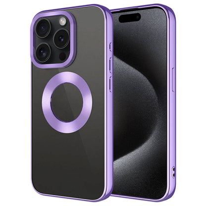 Apple iPhone 15 Pro Max Kılıf Tek Kamera Çerçeveli Logo Gösteren Zore Omega Kapak Lila