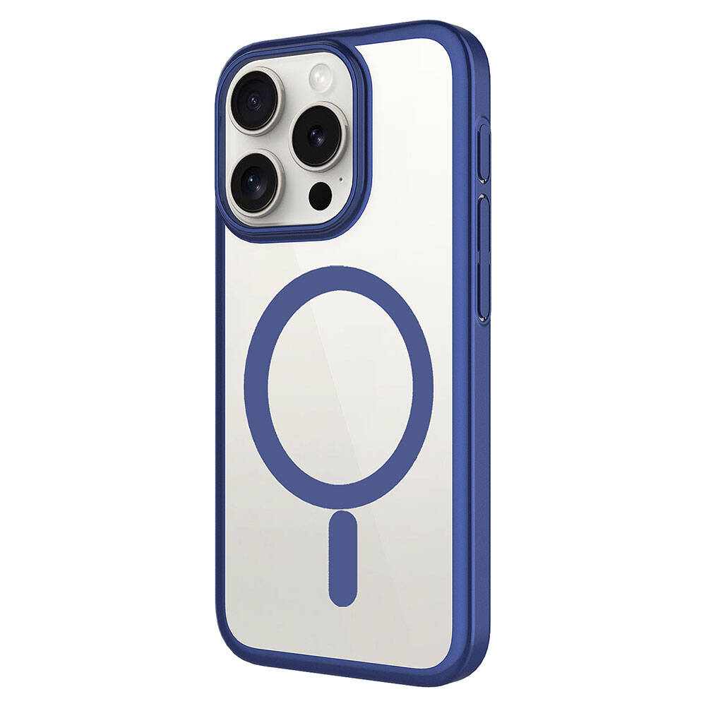 Apple iPhone 15 Pro Max Kılıf Wireless Şarj Özellikli Sert PC Zore Mat Riksos M-safe Kapak Gri