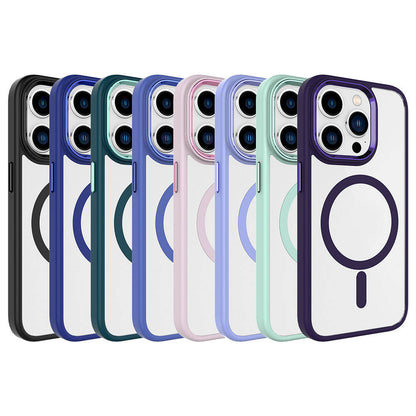 Apple iPhone 15 Pro Max Kılıf Wireless Şarj Özellikli Zore Krom M-safe Silikon Kapak Derin Mor