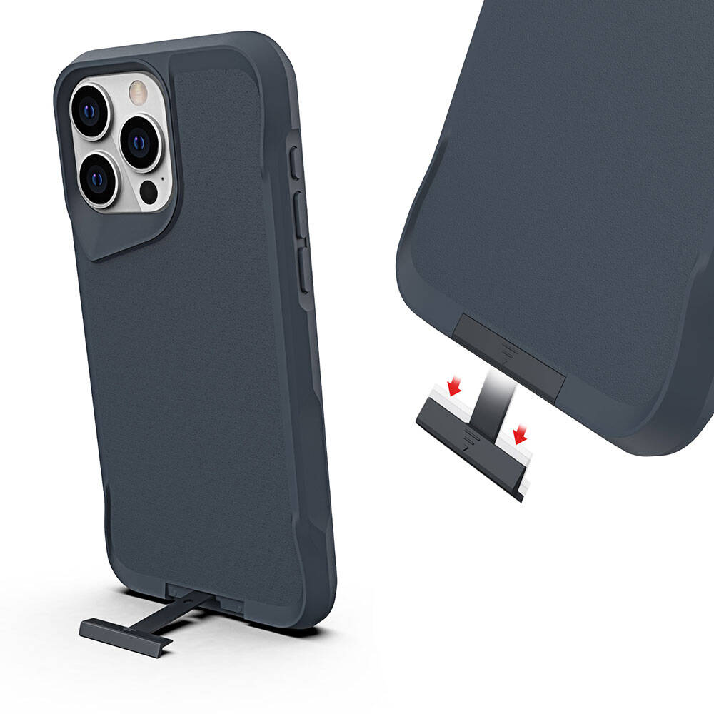 Apple iPhone 15 Pro Max Kılıf Zore Airbag Kenarlı T-Max Mat Standlı Kapak Gri