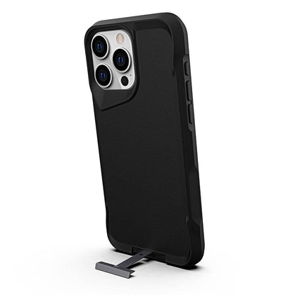 Apple iPhone 15 Pro Max Kılıf Zore Airbag Kenarlı T-Max Mat Standlı Kapak Siyah