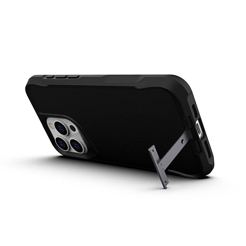 Apple iPhone 15 Pro Max Kılıf Zore Airbag Kenarlı T-Max Mat Standlı Kapak Gri