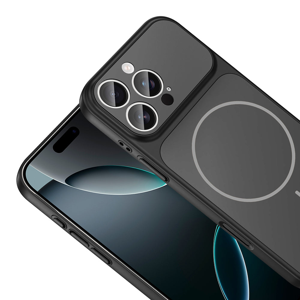 Apple iPhone 15 Pro Max Kılıf Zore M-Safe Şarj Özellikli Kamera Korumalı Formen Kapak Gümüş