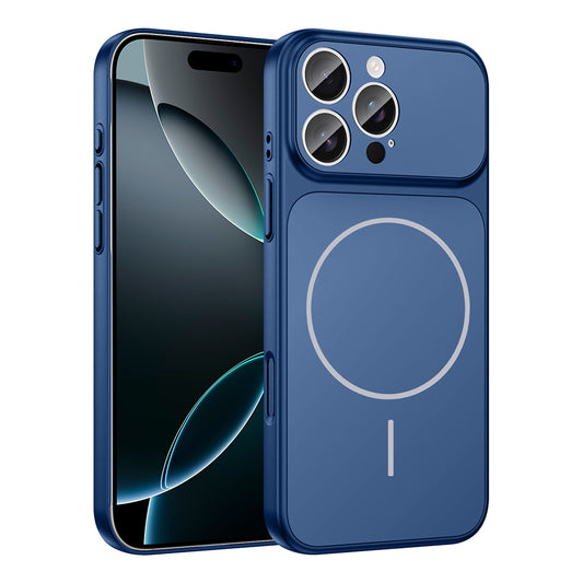 Apple iPhone 15 Pro Max Kılıf Zore M-Safe Şarj Özellikli Kamera Korumalı Formen Kapak Mavi