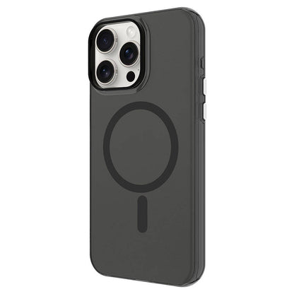 Apple iPhone 15 Pro Max Kılıf Zore M-safe Şarj Özellikli Buzlu Transparan C-Pro Sert Kapak Turuncu