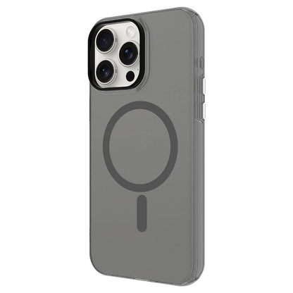 Apple iPhone 15 Pro Max Kılıf Zore M-safe Şarj Özellikli Buzlu Transparan C-Pro Sert Kapak Siyah