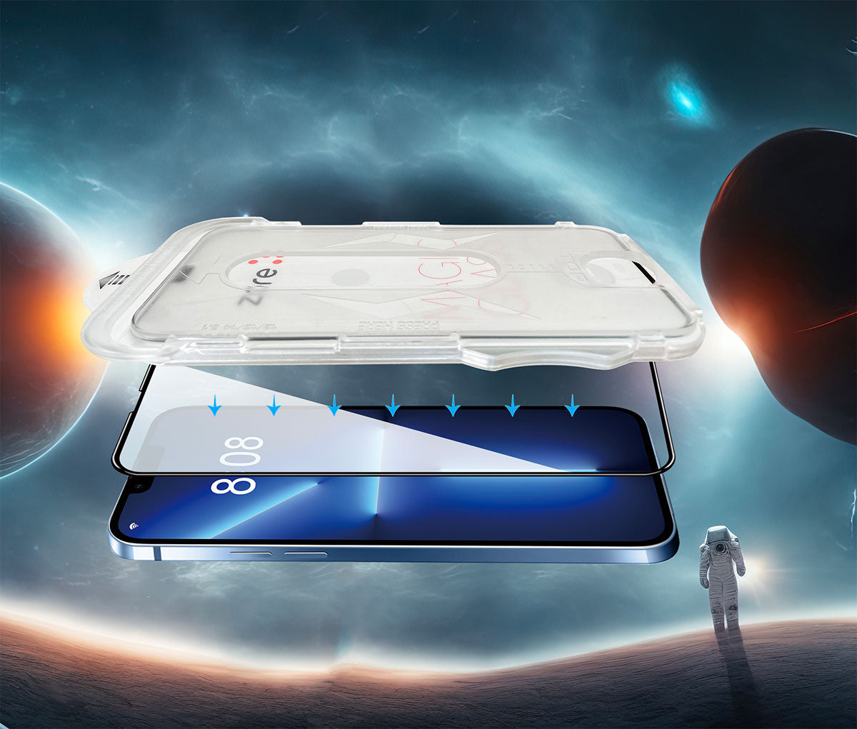 Apple iPhone 15 Pro Max Zore Kolay Uygulama Aparatlı 5D Magic Glass Cam Ekran Koruyucu Siyah