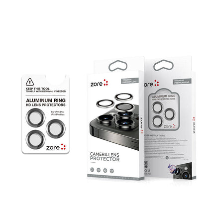Apple iPhone 15 Pro Max Zore Safir CL-15 Parmak İzi Bırakmayan Anti-Reflective Kamera Lens Koruyucu Gümüş
