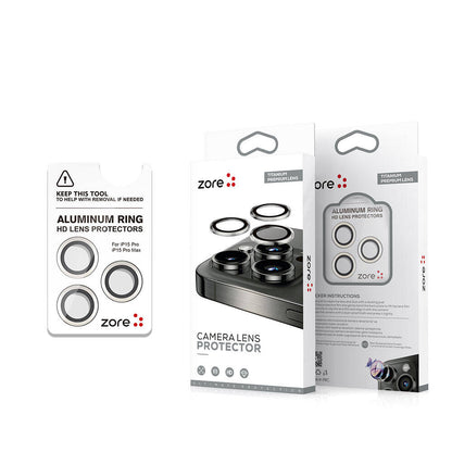 Apple iPhone 15 Pro Zore Safir CL-15 Parmak İzi Bırakmayan Anti-Reflective Kamera Lens Koruyucu Midnight