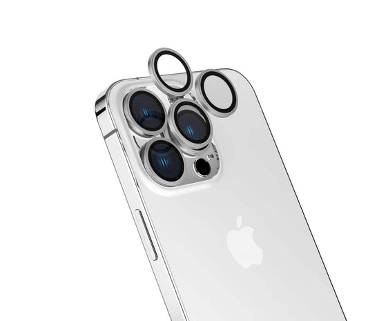 Apple iPhone 15 Pro Zore Safir CL-15 Parmak İzi Bırakmayan Anti-Reflective Kamera Lens Koruyucu Gümüş