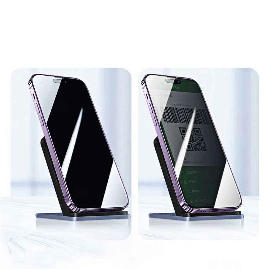 Apple iPhone 15 Zore Kor Privacy Cam Ekran Koruyucu Siyah