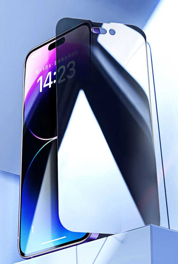 Apple iPhone 15 Zore Kor Privacy Cam Ekran Koruyucu Siyah