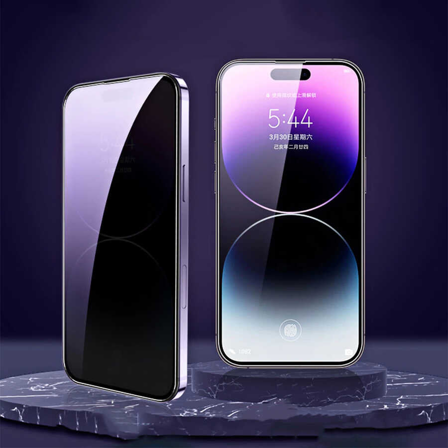 Apple iPhone 15 Zore Kor Privacy Cam Ekran Koruyucu Siyah