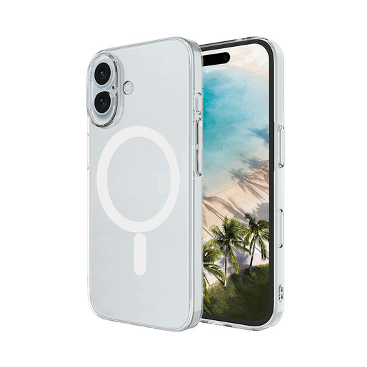 Apple iPhone 16 Kamera Korumalı M-Safe Şarj Özellikli Şeffaf Zore London Sert PC Kapak