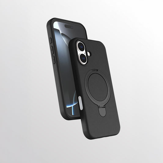 Apple iPhone 16 Kılıf M-safe Şarj Özellikli Standlı Zore Samara Kapak Siyah