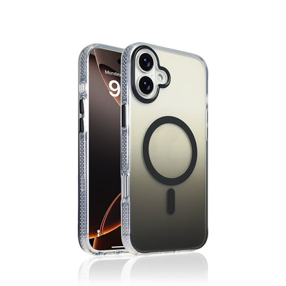 Apple iPhone 16 Kılıf M-safe Şarj Özellikli Transparan Renk Geçişli Zore Toros Kapak Siyah