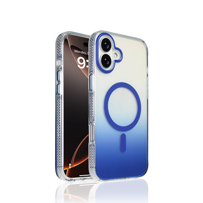 Apple iPhone 16 Kılıf M-safe Şarj Özellikli Transparan Renk Geçişli Zore Toros Kapak Mavi