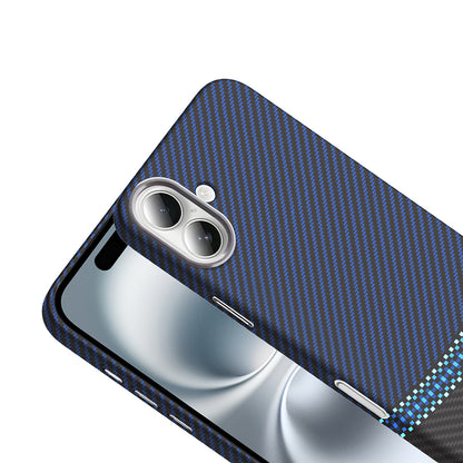 Apple iPhone 16 Kılıf M-safe Şarj Özellikli Karbon Fiber Görünümlü Zore Gros Kapak Gri-Siyah