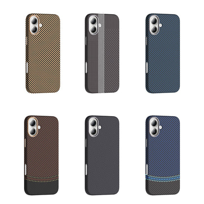 Apple iPhone 16 Kılıf M-safe Şarj Özellikli Karbon Fiber Görünümlü Zore Gros Kapak Desert Titanyum