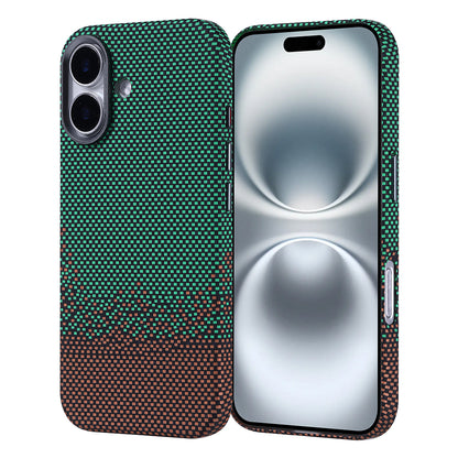 Apple iPhone 16 Kılıf M-safe Şarj Özellikli Karbon Fiber Görünümlü Zore Nekst Kapak Yeşil