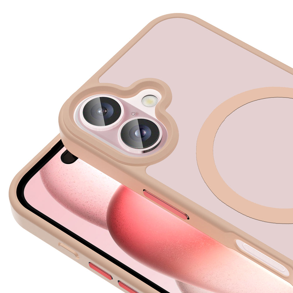 Apple iPhone 16 Kılıf M-safe Şarj Özellikli Mat Arka Yüzey Zore Sio Kapak Rose Gold