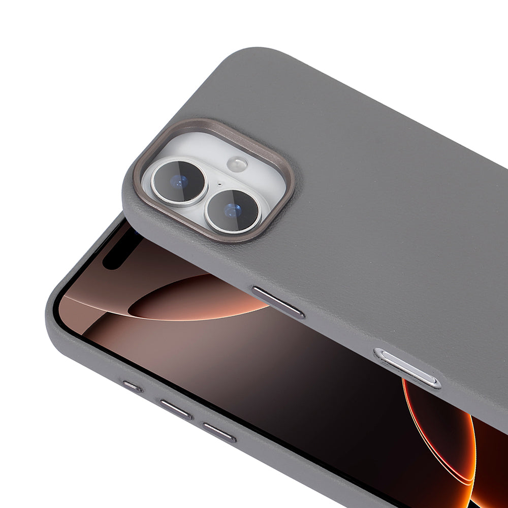Apple iPhone 16 Kılıf M-safe Şarj Özellikli PU Deri Zore Adora Kapak Gri