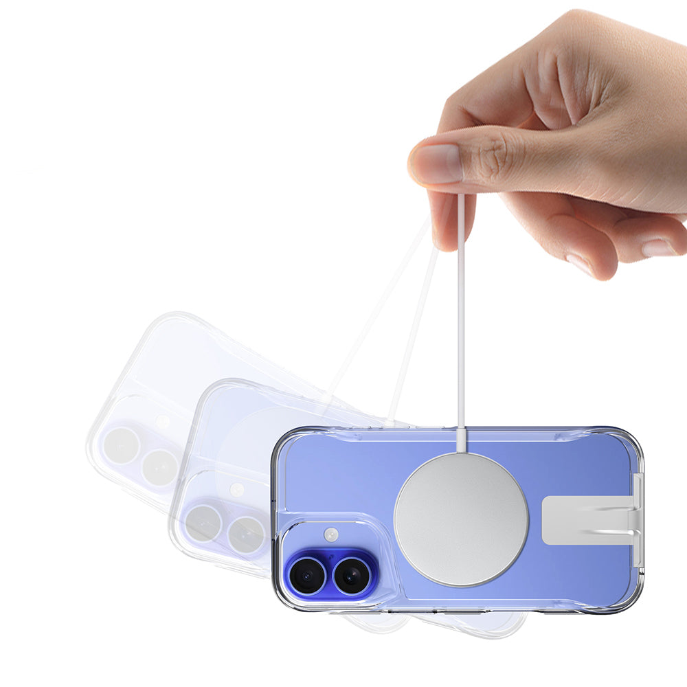 Apple iPhone 16 Kılıf M-safe Şarj Özellikli Zore T-Max Standlı Kapak Şeffaf