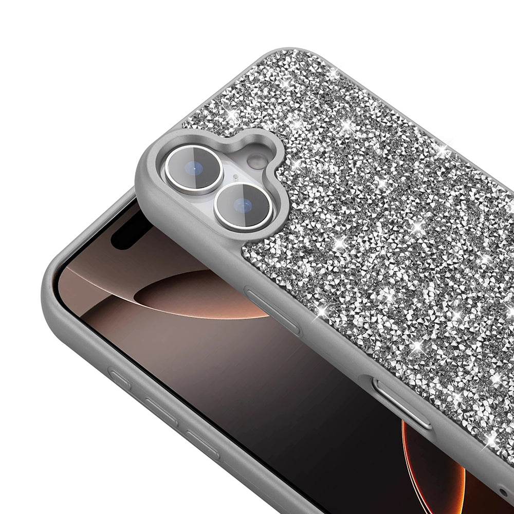 Apple iPhone 16 Kılıf Parlak Taşlı Tasarım Zore Pırlanta Kapak Beyaz
