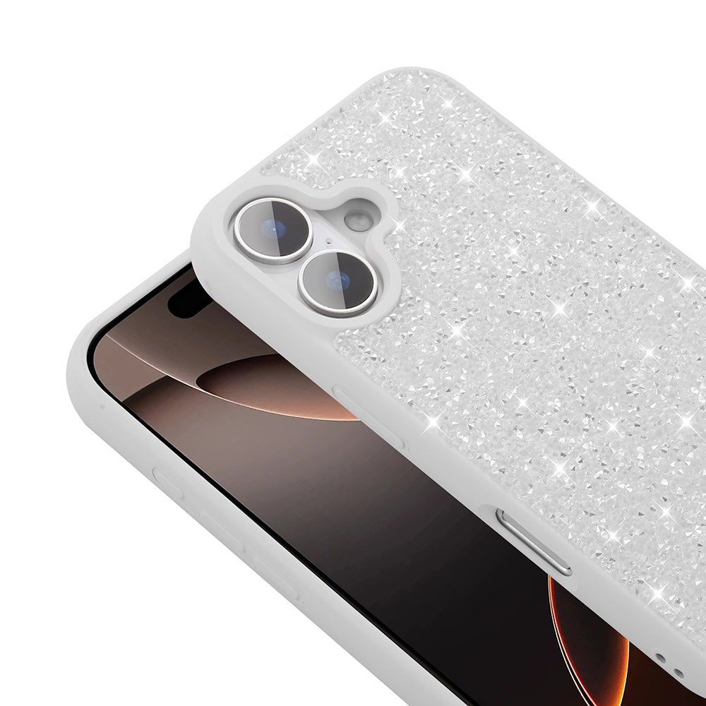 Apple iPhone 16 Kılıf Parlak Taşlı Tasarım Zore Pırlanta Kapak Lila