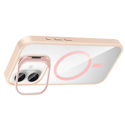 Apple iPhone 16 Kılıf Standlı ve Kamera Lens Hediyeli M-Safe Şarj Özellikli Zore Etro Kapak Derin Mor