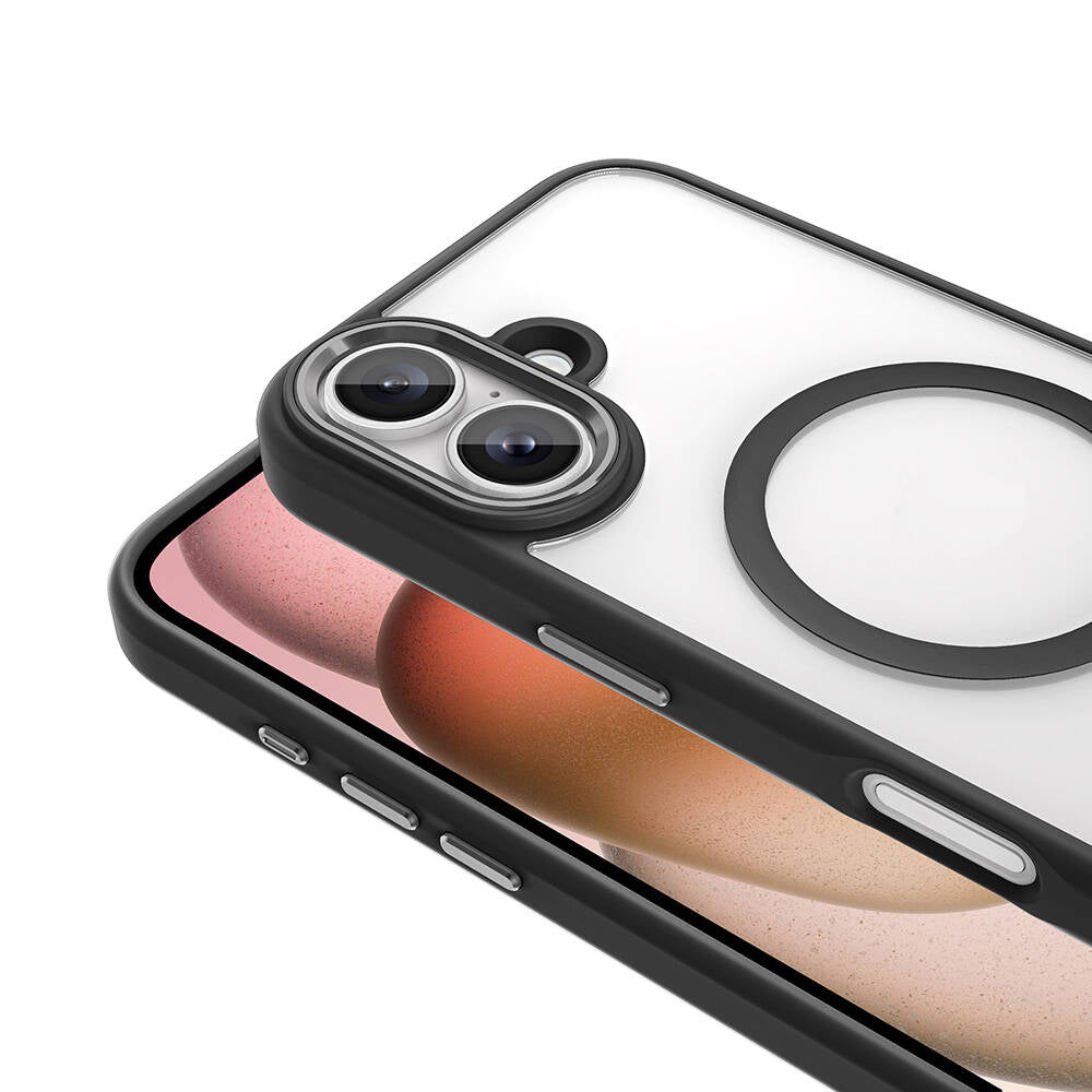 Apple iPhone 16 Kılıf Wireless Şarj Özellikli Zore Krom M-safe Silikon Kapak Rose Gold