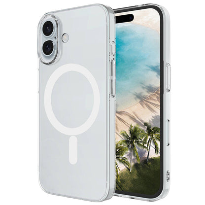 Apple iPhone 16 Kılıf Zore M-safe Şarj Özellikli Şeffaf Tek Kamera Çerçeveli Porto Kapak