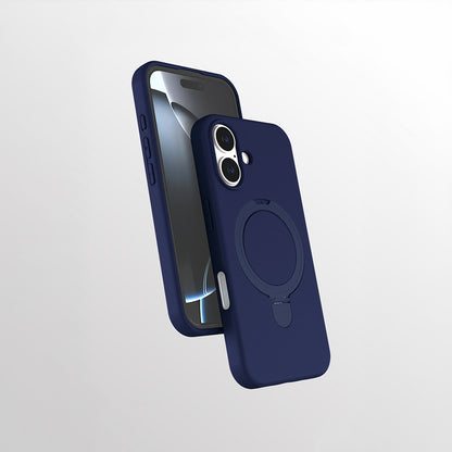 Apple iPhone 16 Plus Kılıf M-safe Şarj Özellikli Standlı Zore Samara Kapak Lacivert