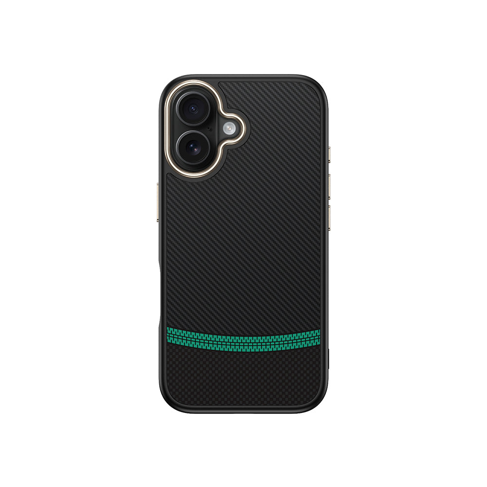 Apple iPhone 16 Plus Kılıf M-safe Şarj Özellikli Karbon Fiber Görünümlü Zore Antina Kapak Siyah-Gri