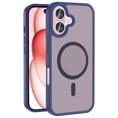 Apple iPhone 16 Plus Kılıf M-safe Şarj Özellikli Mat Arka Yüzey Zore Sio Kapak Lacivert