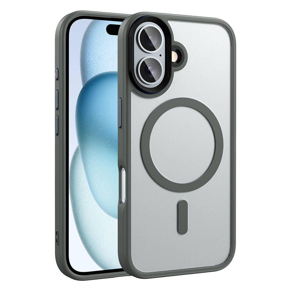 Apple iPhone 16 Plus Kılıf Mat Arka Yüzey Wireless Şarj Özellikli Zore Flet M-safe Kapak
