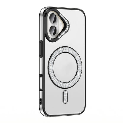 Apple iPhone 16 Plus Kılıf Pırlanta Taş Tasarımlı M-safe Şarj Özellikli Zore Karetta Silikon Kapak