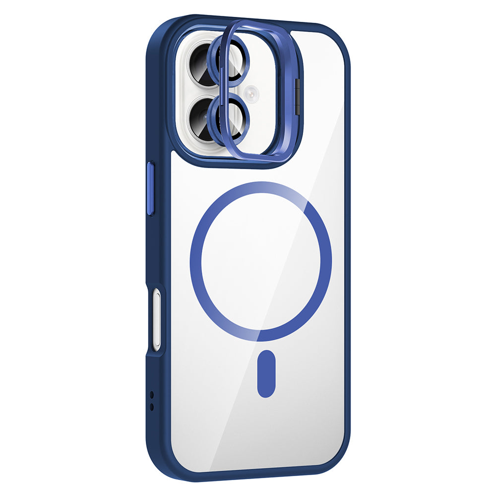 Apple iPhone 16 Plus Kılıf Standlı ve Kamera Lens Hediyeli M-Safe Şarj Özellikli Zore Etro Kapak Siyah