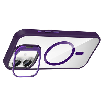 Apple iPhone 16 Plus Kılıf Standlı ve Kamera Lens Hediyeli M-Safe Şarj Özellikli Zore Etro Kapak Desert Titanyum