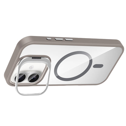 Apple iPhone 16 Plus Kılıf Standlı ve Kamera Lens Hediyeli M-Safe Şarj Özellikli Zore Etro Kapak Siyah