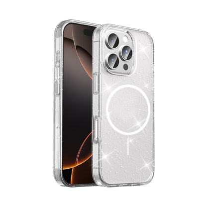 Apple iPhone 16 Pro Kılıf M-safe Şarj Özellikli Parlayan Simli Saydam Renkli Zore Maris Kapak Şeffaf