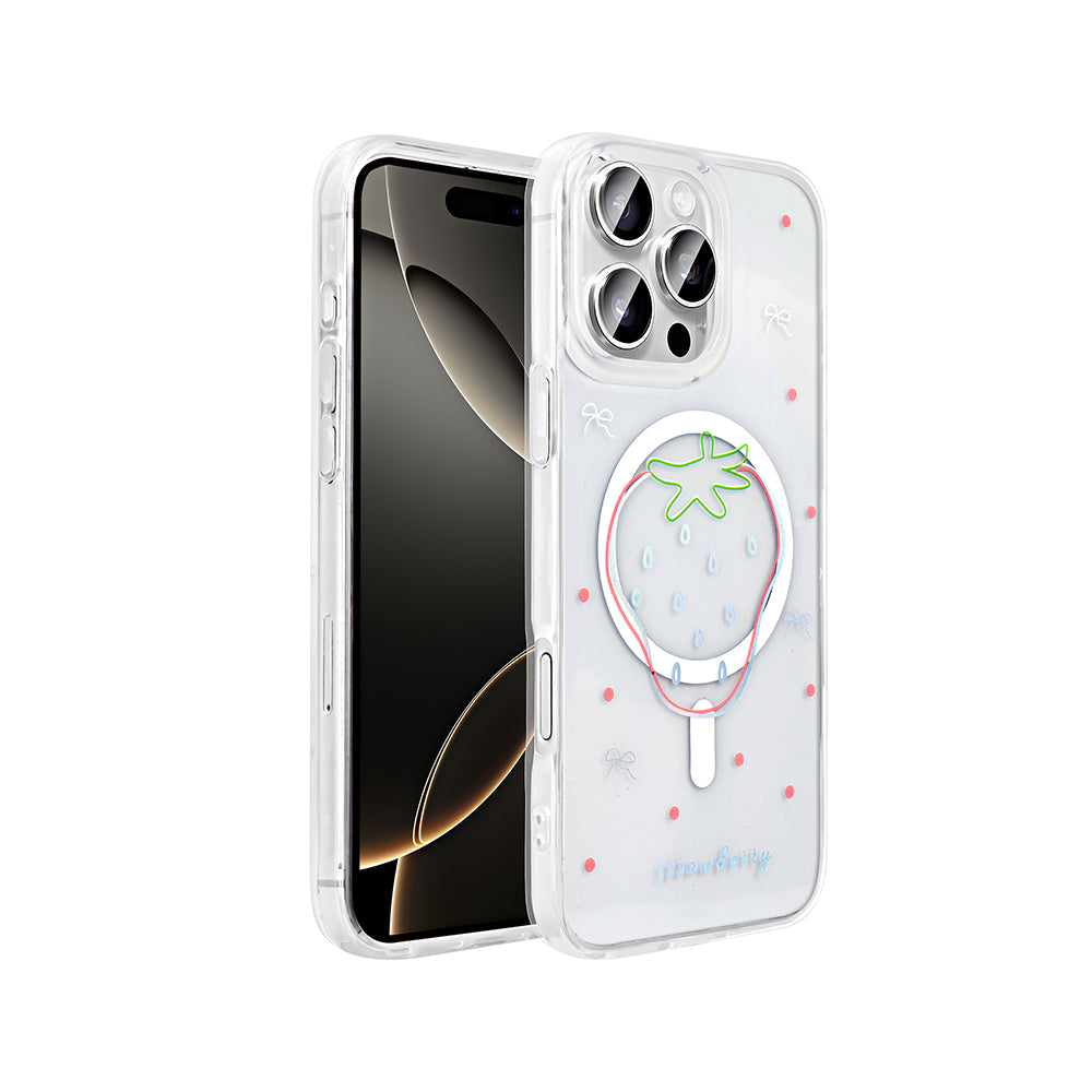 Apple iPhone 16 Pro Kılıf M-Safe Şarj Özellikli Şeffaf Zore Folk Sert Kapak